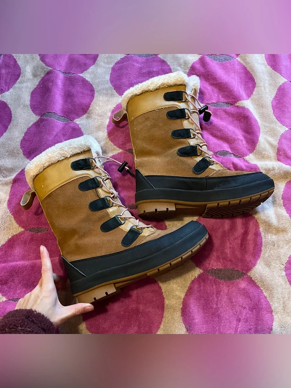 Alberta Shearling Lined Winter Boots with Bungee Straps